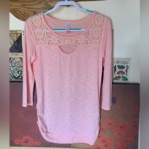 Pink 3/4 Sleeve No Boundaries Top
